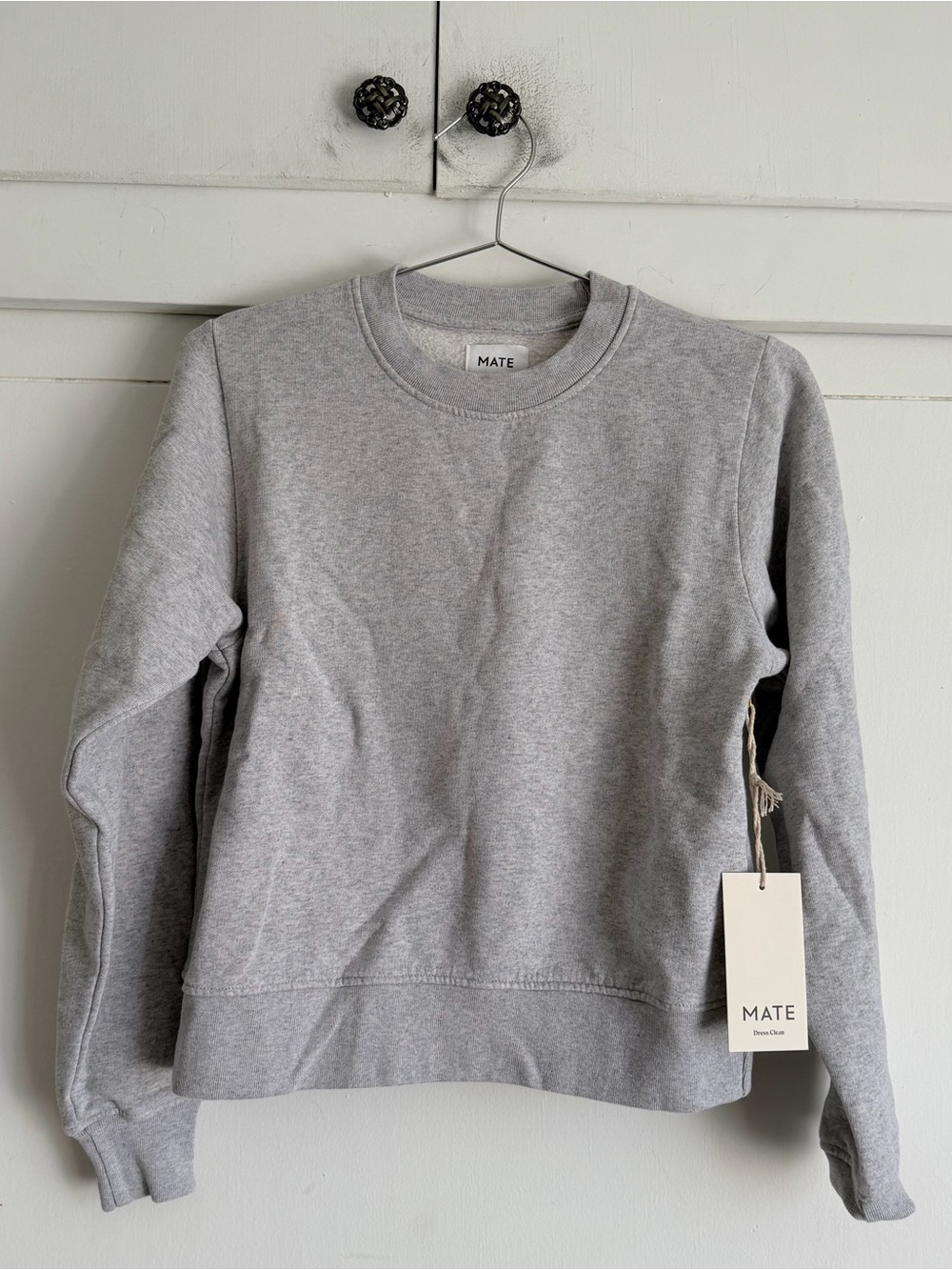 Mate the Label Organic Fleece Shrunken Crew Neck Sweatshirt - Heather Grey